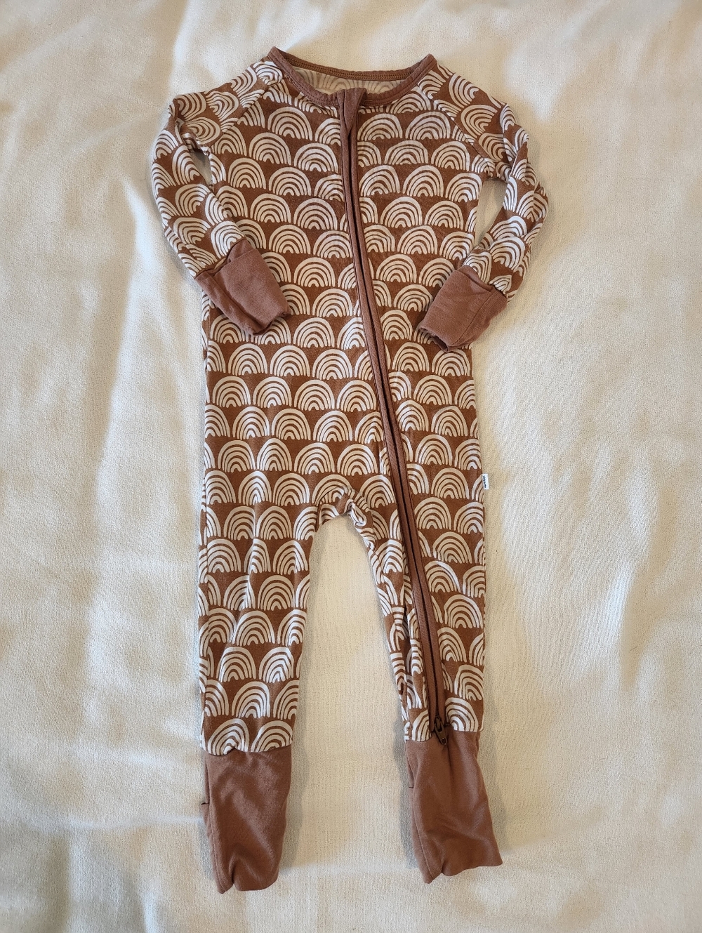 Little Sleepies 6-12 months Zippy Brown Rainbow Arches